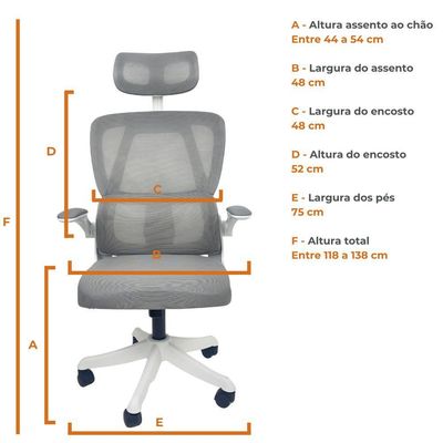 Cadeira De Escritório Presidente Executiva Oficial Legacy Cinza