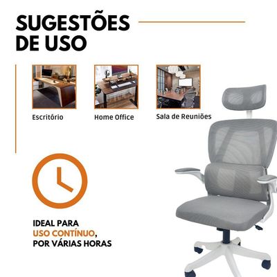 Cadeira De Escritório Presidente Executiva Oficial Legacy Cinza
