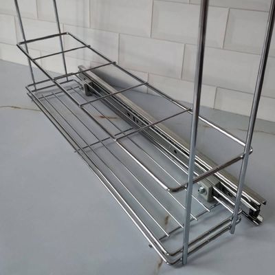 Porta Tempero Aramado Deslizante para Armário Cozinha 44,5x12x37,5cm Aço Cromado