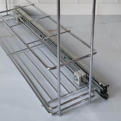 Porta Tempero Aramado Deslizante para Armário Cozinha 44,5x12x37,5cm Aço Cromado