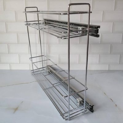 Porta Tempero Aramado Deslizante para Armário Cozinha 44,5x12x37,5cm Aço Cromado
