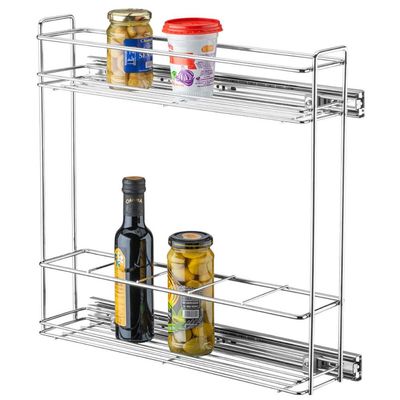 Porta Tempero Aramado Deslizante para Armário Cozinha 44,5x12x37,5cm Aço Cromado