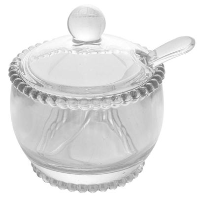 Açucareiro Wolff Pearl de Cristal com Colher 200ml Porta Açúcar de Mesa Posta Refinada