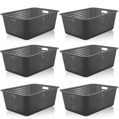 6 Caixas Organizadoras Maxi Grande Organize Cesto Plástico 40l Chumbo
