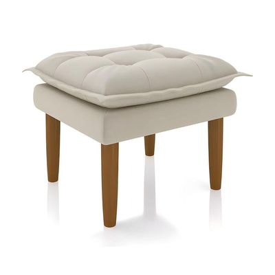 Poltrona Decorativa Amamentação Reforçada E Puff Mavie Suede bege