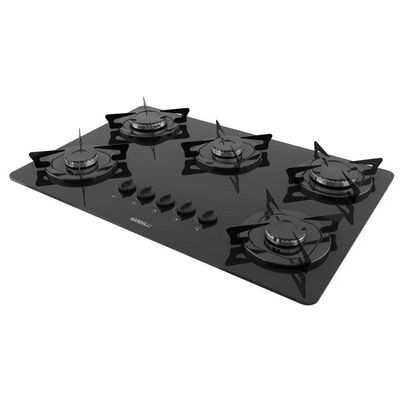 Cooktop à Gás 5 Bocas Ndl Vidro Flange Esmaltada Preto Biv Bivolt