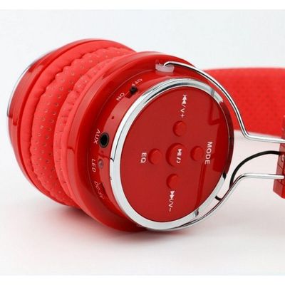Fone de Ouvido Bluetooth SD Mp3 Rádio FM Player Vermelho