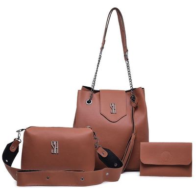 Kit Bolsa Sacola Grande Tiracolo Pequena Com Carteira Estilo Dia A Dia Alça Fixa E Removivel