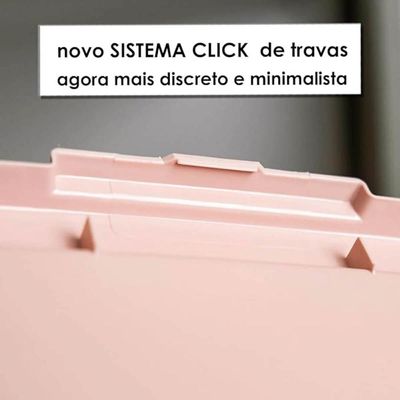 12 Caixas Organizadoras com Tampa 30L Click Empilháveis de Plástico Travas Laterais