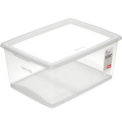 Organizador Plástico com Tampa Click 30L Caixa Organizadora para Casa Escritório Lavanderia