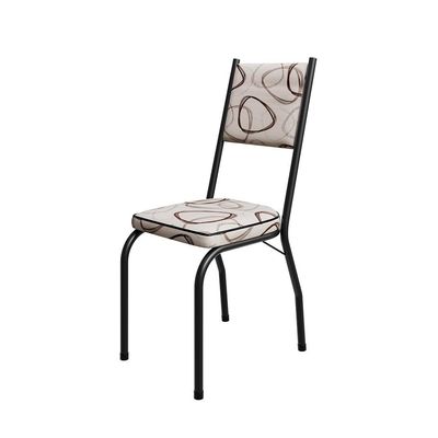 Conjunto de Mesa Retangular com Tampo de MDF Amadeirado e 6 Cadeiras Adriana Revestimento Sintético Cedro e Preto