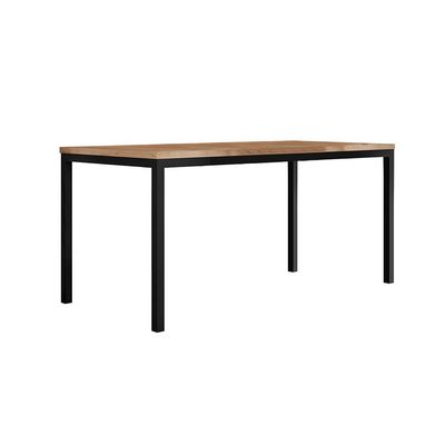 Conjunto de Mesa Retangular com Tampo de MDF Amadeirado e 6 Cadeiras Adriana Revestimento Sintético Cedro e Preto