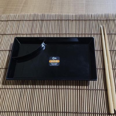 Kit 6 Pratos para Sushi Comida Japonesa com Porta Shoyu Comida Oriental Preto Uno Coza