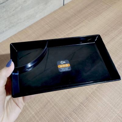 Kit 6 Pratos para Sushi Comida Japonesa com Porta Shoyu Comida Oriental Preto Uno Coza