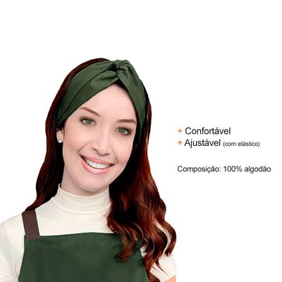 Avental de Cintura e Faixa Cabelo Verde Escuro Cafe Bistro