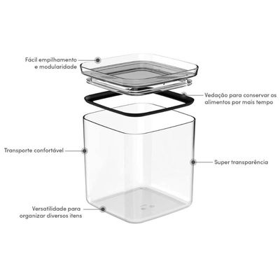 Pote Hermético 2,3l Porta Mantimentos Alimentos Organizador Block Maxxi Natural