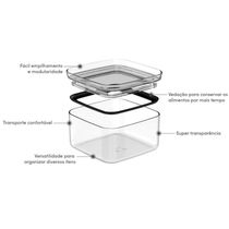 Pote Hermético Plástico 1L Organizador Tampa Natural Porta Alimentos Ou Block