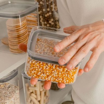 Pote Hermético Plástico 1L Organizador Tampa Natural Porta Alimentos Ou Block