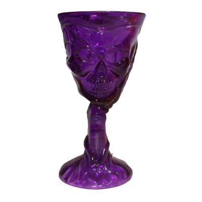 Taça Halloween Transparente Caveira Roxa