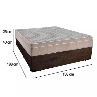 Cama Box Casal Suede + Colchão Serene Molas Ensacadas 138x188x65 Marrom