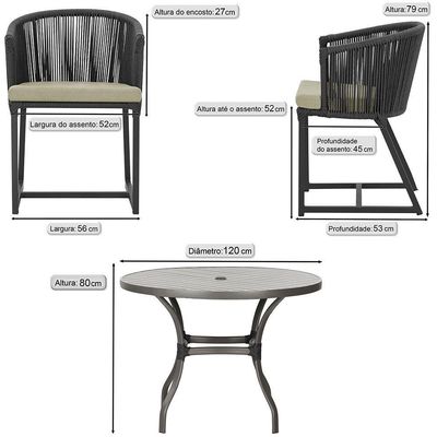 Mesa E 6 Cadeiras E Noronha Preto E7 Trama Original Preto