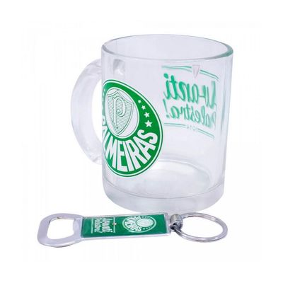 Caneca de Vidro 350Ml Com Abridor de Garrafas Palmeiras