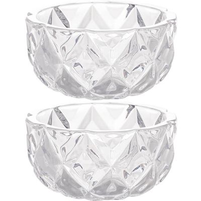 Conjunto 2 Bowls de Cristal Diamond Lyor 270ml para Frutas Petiscos Potinhos Decorativos