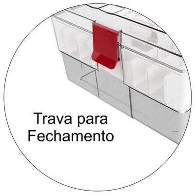 Maleta Organizadora Crippa Multiuso Remédios Itens Odontológicos Maquiagem Transparente e Vermelho