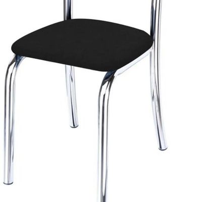 Kit 3 Cadeiras De Jantar Lara Cromada Para Cozinha Assento Sintético Preto - Aurora Line