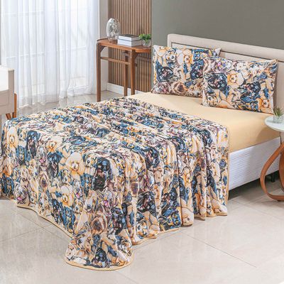 Jogo de Cama Lençol Sonho Bom King em Malha 4 Peças - Mostarda - 100% Algodão