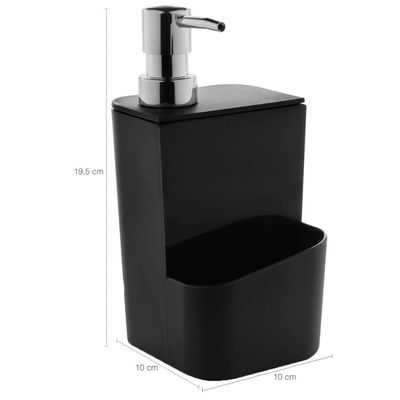 Kit Pia Cozinha Escorredor Pratos Lixeira 2,5L Porta Detergente Preto