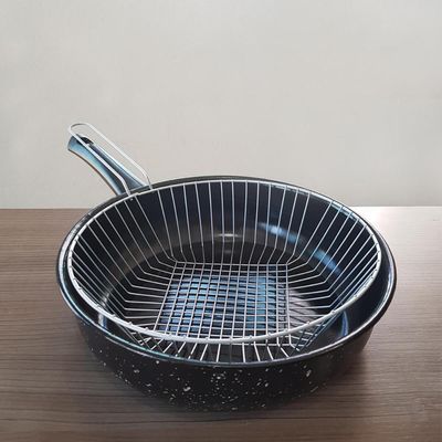 Frigideira Com Tampa E Cesto Para Fritura 2,7l Frigideira Esmaltada 3 Em 1 Fritadeira