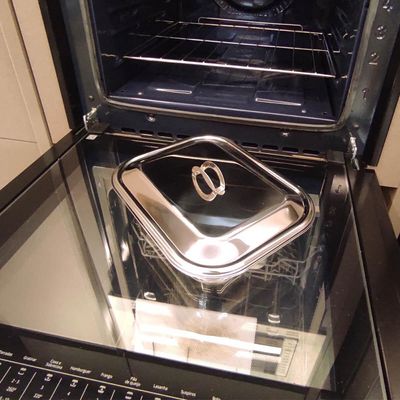 Travessa de Inox com Tampa 1,5L Retangular Funda 24x19x6cm para Servir Assadeira Pequena