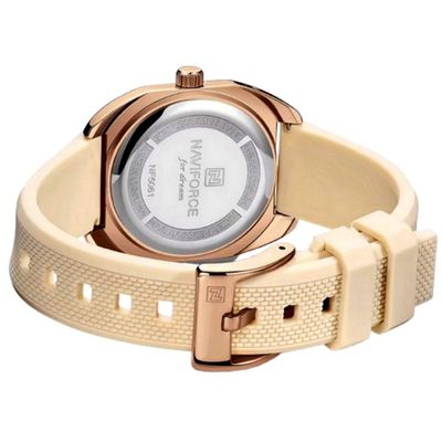 Relógio Feminino De Quartzo Casual Com Pulseira De Silicone Impermeavel 3atm Bege