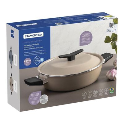 Arrozeira Tramontina Spezia Induction Alumínio Antiaderente Starflon Excellent Azul Ardósia 24 Cm Tramontina