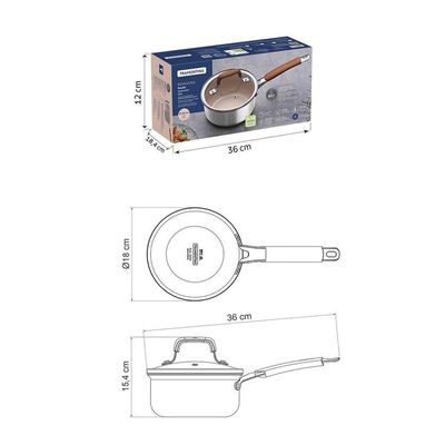 Panela Tramontina Romagna Aço Inox Alumínio Revestimento Interno Cerâmico Marfim 16 Cm 1,5 L Tramontina