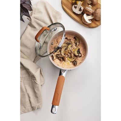 Panela Tramontina Romagna Aço Inox Alumínio Revestimento Interno Cerâmico Marfim 16 Cm 1,5 L Tramontina