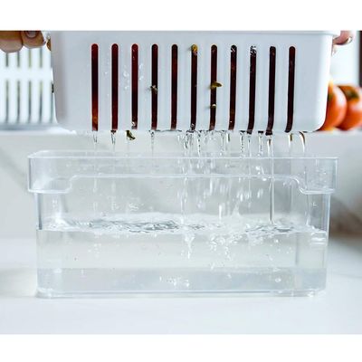 Organizador De Geladeira Com Cesto Escorredor 2,2L Organizador Clear Fresh Para Legumes OU