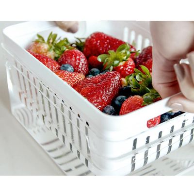 Kit 4 Organizadores De Geladeira Com Cestos Escorredores 2,2L Caixas Plásticas Para Legumes Clear Fresh