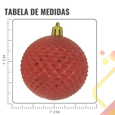 Bola De Natal Vermelha Kit Misto 7cm - 12 Unidades