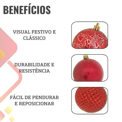 Bola De Natal Vermelha Kit Misto 7cm - 12 Unidades