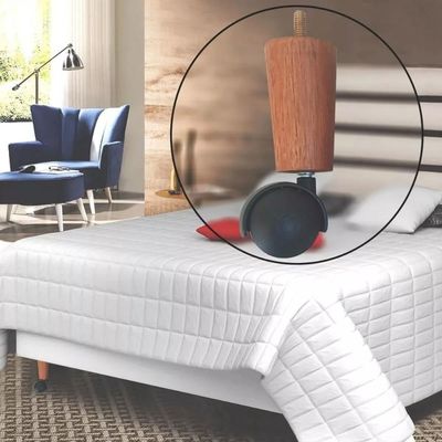 Conjunto 4 Pés para Cama Box Casal com Rodizio para Moveis Box Solteiro 13cm Dimader Mel