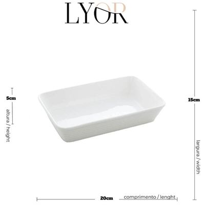 Conjunto 5 Travessas Refratários de Porcelana Branca 750ml Buffet Restaurante Línea Lyor