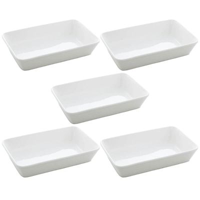 Conjunto 5 Travessas Refratários de Porcelana Branca 750ml Buffet Restaurante Línea Lyor