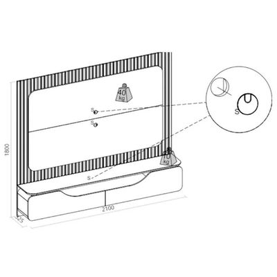 Painel Home Para Tv Até 70 Polegadas Treviso Ripado 100% Mdf Com Led 210x180cm Off White-freijó - Dj Móveis
