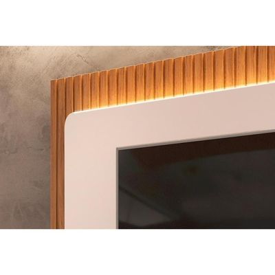 Painel Home Para Tv Até 70 Polegadas Treviso Ripado 100% Mdf Com Led 210x180cm Off White-freijó - Dj Móveis