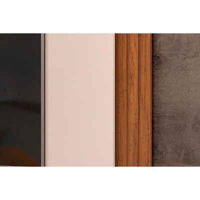 Painel Home Para Tv Até 70 Polegadas Treviso Ripado 100% Mdf Com Led 210x180cm Off White-freijó - Dj Móveis