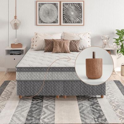 Conjunto 12 Pés Baixos para Cama Box de Madeira 5cm Cor Mel Solteiro Casal Queen King