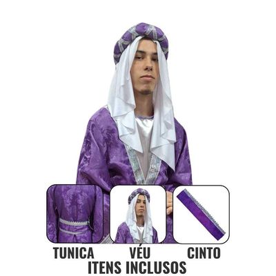 Fantasia Adulto Rei Mago Belchior Luxo Com Acessórios Tamanho U