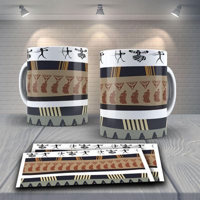 Caneca De Porcelana 325ml Decorada Tribal Tribal 27